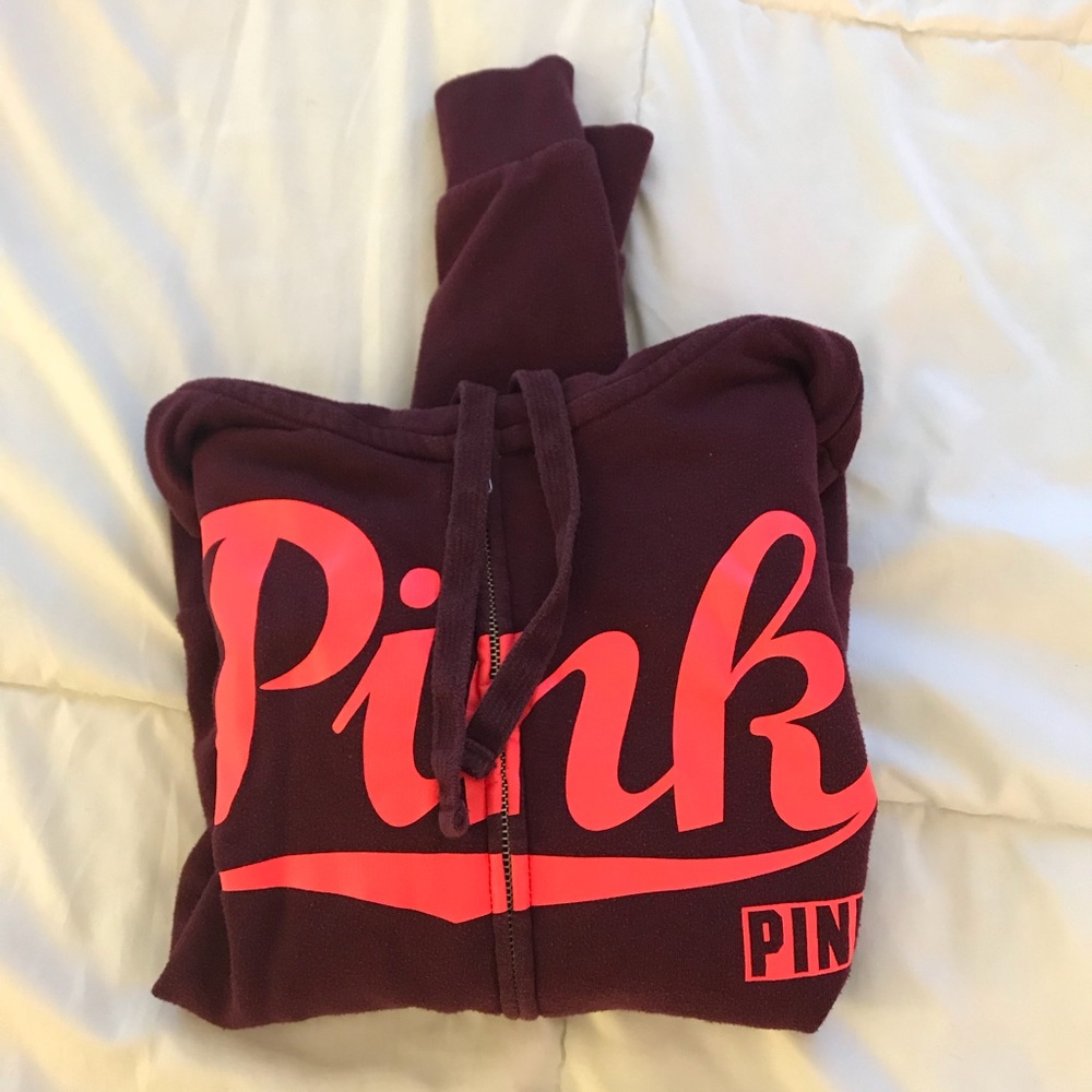 maroon pink zip-up hoodie
